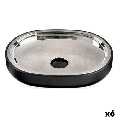 Zeepschaal Berilo Zwart Roestvrij staal Plastic 9,5 x 2,5 x 13 cm 13 x 2,5 x 9,5 cm (6 Stuks)