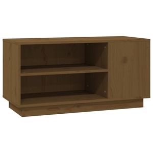 The Living Store TV-meubel - Hout - 80 x 35 x 40.5 cm - Honingbruin