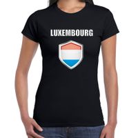 Luxemburg landen supporter t-shirt met Luxemburgse vlag schild zwart dames 2XL  -