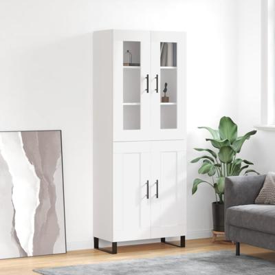 Hoge kast 69,5x34x180 cm bewerkt hout wit