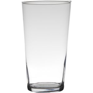 Transparante home-basics conische vaas/vazen van glas 25 x 14 cm   -