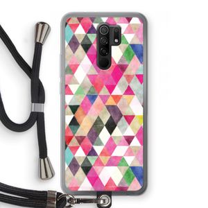 Gekleurde driehoekjes: Xiaomi Redmi 9 Transparant Hoesje met koord