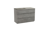 Storke Edge staand badmeubel 110 x 52 cm beton donkergrijs met Diva asymmetrisch linkse wastafel in top solid zijdegrijs