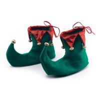 Kerstelf schoenen - groen/rood - met belletjes - 25 cm - volwassenen Kerstelf schoenen - groen/rood - met belletjes - 25 cm - volwassenen