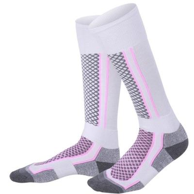 Winter mannen vrouw thermische ski sokken Thicken katoen warme Sportsokken snowboarden fietsen volwassen Skiën Hiking sokken been warmer (wit paars v