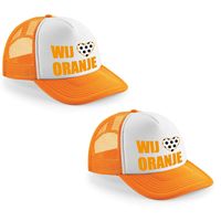 4x stuks oranje/ wit Wij hartje oranje snapback cap/ truckers pet dames en heren - Koningsdag/ EK/ W