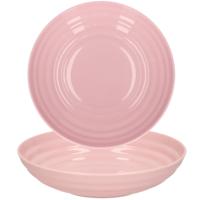 Rond bord/camping - 8x - diep bord - D19 cm - roze - kunststof - onbreekbaar