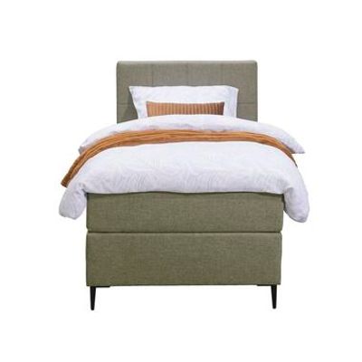 Boxspring Liv geblokt - groen - 90x200 cm - slanke poot - Leen Bakker