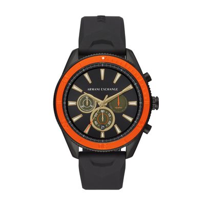 Horlogeband Armani Exchange AX1821 Silicoon Zwart 22mm