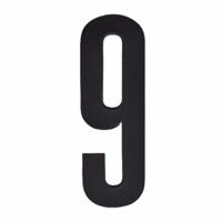 Hobby cijfers stickers - cijfer 9 - zwart - 10 cm - Huisvuil container - brievenbus