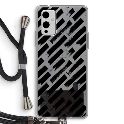 Zwarte vegen: OnePlus 9 Transparant Hoesje met koord