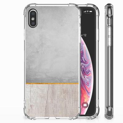 Apple iPhone Xs Max Stevig Telefoonhoesje Wood Concrete Apple iPhone Xs Max Stevig Telefoonhoesje Wood Concrete