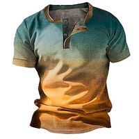 het ombre t-shirt heren grafisch gradiënt modeontwerper basic wafel henley vintage outdoor dagelijks t-shirt geel rood blauw korte mouw zomer tie dye casual katoen Lightinthebox