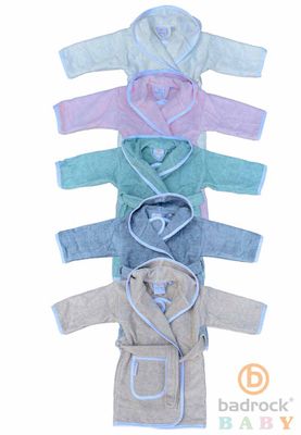 Baby badjas met capuchon - katoen - keuze uit 5 kleurtjes-Zand - baby-0-12 mnd (80)