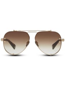 Balmain Eyewear lunettes de soleil Captaine à monture pilote - Marron