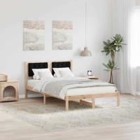 Bedframe met hoofdeinde Zwart 120 x 190 cm Massief grenenhout