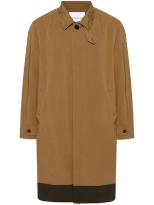 White Mountaineering manteau à fermeture dissimulée - Marron