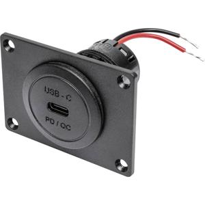 ProCar Power USB-C inbouwstekker. PD/QC 60 W + MONTAGEPL. Zonder LED 12 V, 24 V