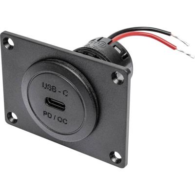 ProCar Power USB-C inbouwstekker. PD/QC 60 W + MONTAGEPL. Zonder LED 12 V, 24 V
