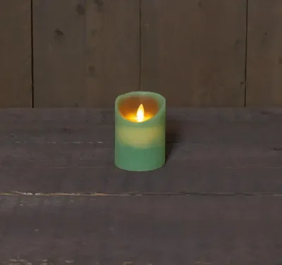 Anna&apos;s Collection LED kaars flame effect rustiek 7.5x10cm jade groen 1 stuks