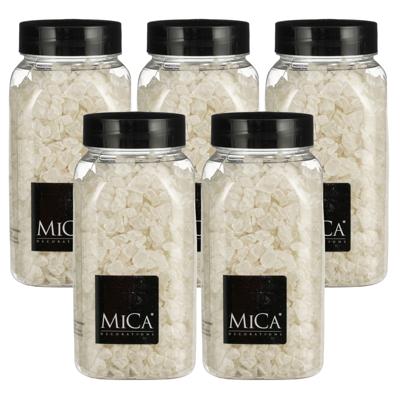 Mica Decorations decoratie stenen / granulaat - 5x - 650 ml - 4-10 mm - mat wit