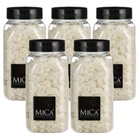 Mica Decorations decoratie stenen / granulaat - 5x - 650 ml - 4-10 mm - mat wit