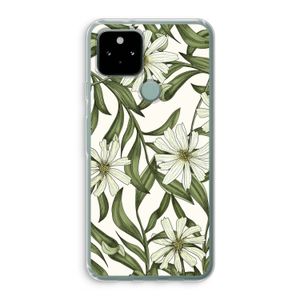 Wit bloemenpatroon: Google Pixel 5 Transparant Hoesje