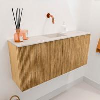 Toiletmeubel Mondiaz Joya Dlux | 90 cm | Meubelkleur Oak | Faye wastafel Meli Wasbak Midden | Zonder kraangat(en)