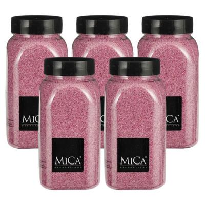 Mica Decorations decoratie zand - 5x - 650ml - roze - hobby zandkorrels - sierzand Mica Decorations decoratie zand - 5x - 650ml - roze - hobby zandkorrels - sierzand