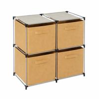 Kastmandjes/opberg mandjes - beige - 4x stuks van 29 Liter - In rekje van 67 x 68 cm