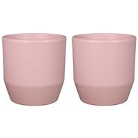 Set van 2x plantenpot/bloempot keramiek mat lichtroze - D21.5/H20 cm