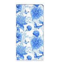 Smart Cover voor Motorola Moto G54 Flowers Blue - thumbnail