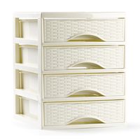 Ladeblokje/bureau organizer met 4x lades - creme wit - L18 x B21 x H23 cm - plastic