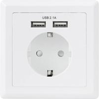 Basetech 1425527 Stopcontact (onderbouw) Met USB IP20 Wit - thumbnail