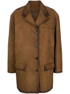 Prada manteau boutonné en daim - Marron