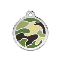 Camouflage Green roestvrijstalen hondenpenning medium/gemiddeld dia. 3 cm - RedDingo