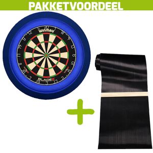 Winmau Blade 6 +  Dartmat 60*300 incl Oche + Dartbordverlichting Deluxe Blauw