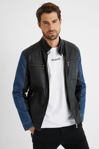 Hybride leatherlook jack - BLACK - M