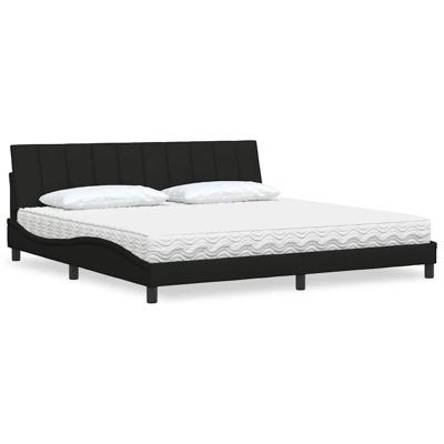 Bed met matras "Hanko" stof zwart 200x200 cm