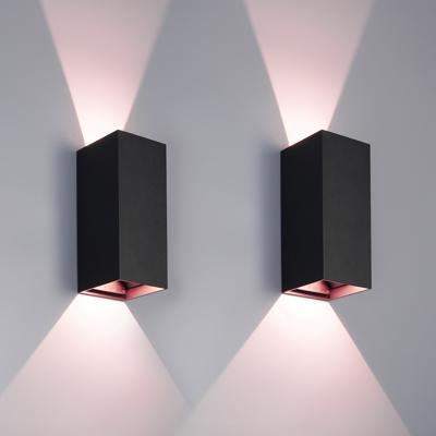 HOFTRONIC SMART Set van 2 Smart WiFi+ Bluetooth LED Wandlamp Miles S - Dimbaar - 10 Watt - RGBWW - Up & Down light - IP65 - Zwart - Binnen en buiten