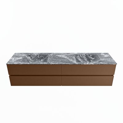 MONDIAZ VICA-DLUX 200cm badmeubel onderkast Rust 4 lades. Inbouw wastafel CLOUD dubbel zonder kraangat, kleur Lava.