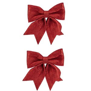 2x stuks decoratie strikken rood 30 x 35 cm