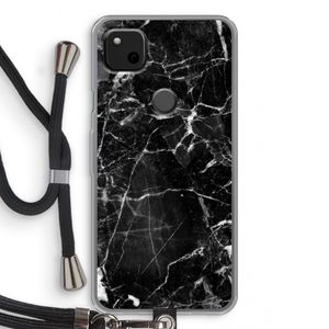 Zwart Marmer 2: Pixel 4a Transparant Hoesje met koord