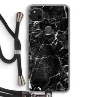 Zwart Marmer 2: Pixel 4a Transparant Hoesje met koord
