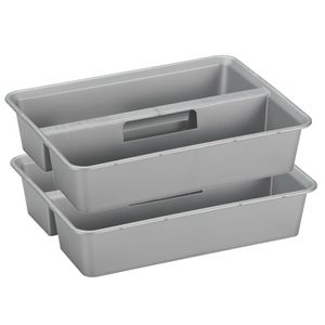 Sunware organiser - 2 stuks - kunststof - 40 x 30 cm - grijs - 2 vakken