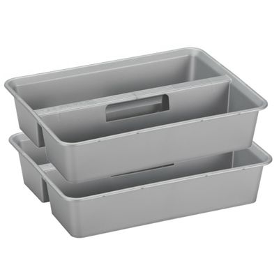 Sunware organiser - 2 stuks - kunststof - 40 x 30 cm - grijs - 2 vakken