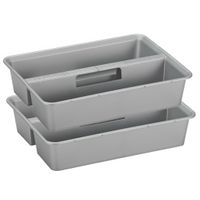 Sunware organiser - 2 stuks - kunststof - 40 x 30 cm - grijs - 2 vakken