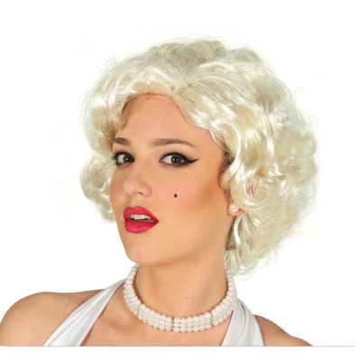 Verkleedpruik voor dames - kort blond - sexy filmster Marilyn - jaren 50