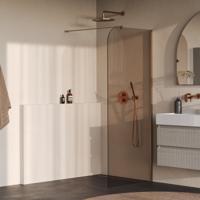 BRAUER Orion inloopdouche brons glas 90x200 incl. glascoating Geborsteld Koper PVD