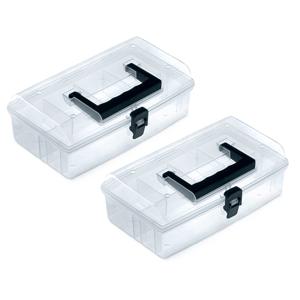 Sorteerbox/vakjes koffer - 2x - spijkers/schroeven/kleine spullen - 5 vaks - 24 x 15 x 8.5 cm